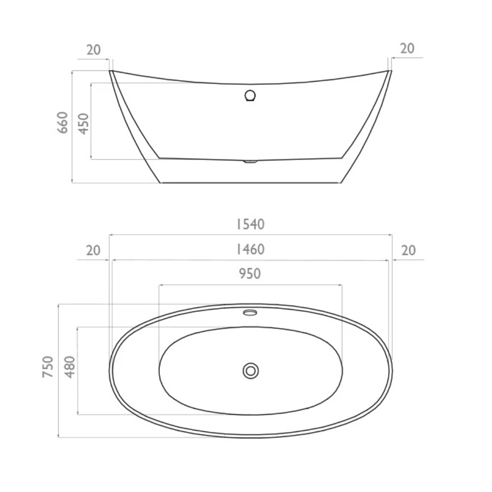 Waters Infinity Spa 1540mm Freestanding Bath