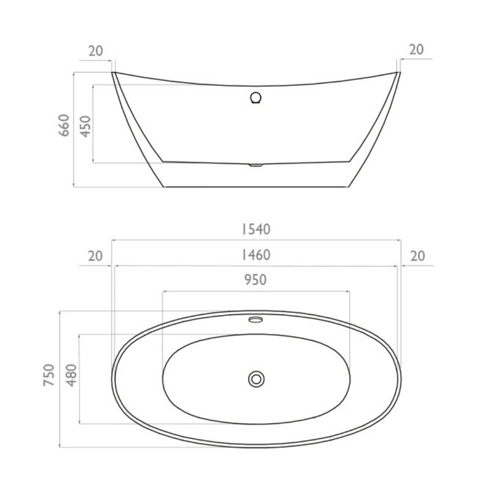 Waters Infinity Spa 1540mm Freestanding Bath