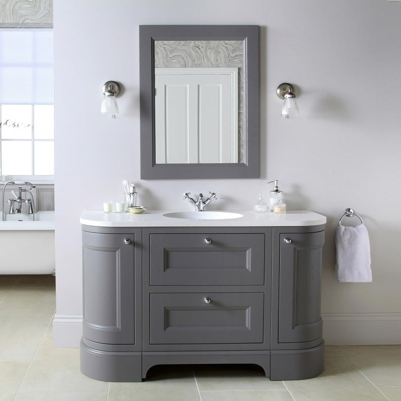 Burbidge Tetbury 1340mm Curved Vanity Unit with Solid Surface Worktop ...