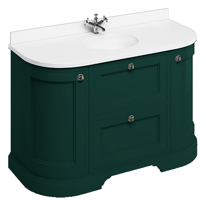 Burlington 1340mm Freestanding Vanity Unit Matt Green with Drawers & M ...