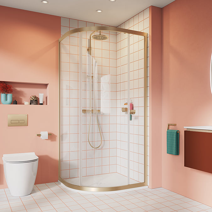 Crosswater Clear 6 Single Door Quadrant Shower Enclosure In Brushed Br