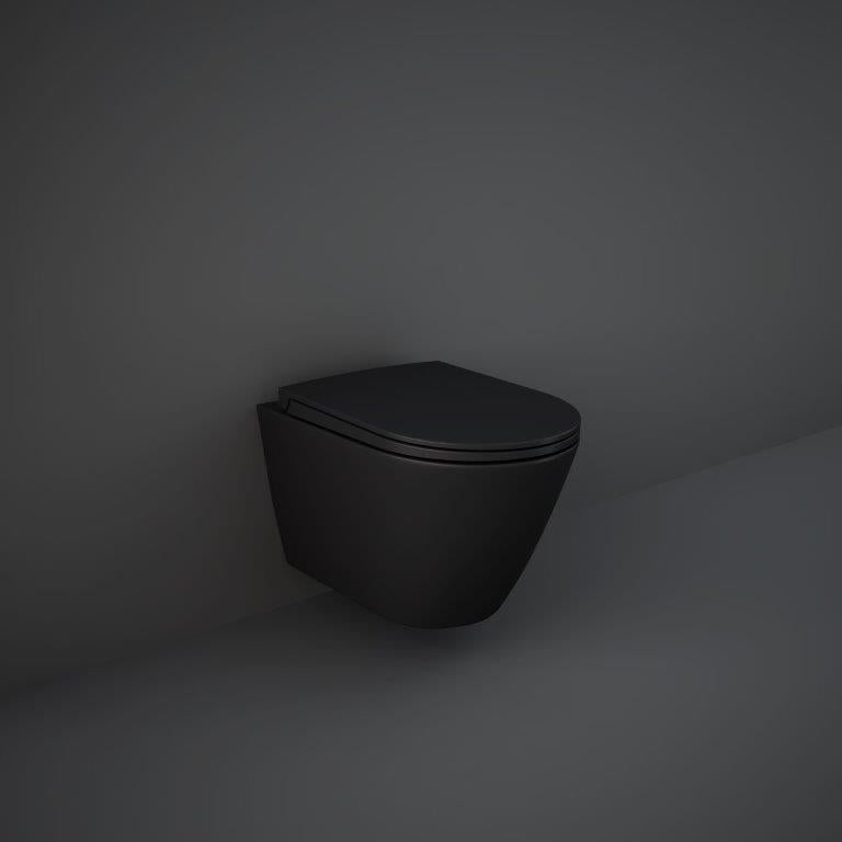 RAK Ceramics Feeling Rimless Wall Hung Toilet Seat In Matt Black
