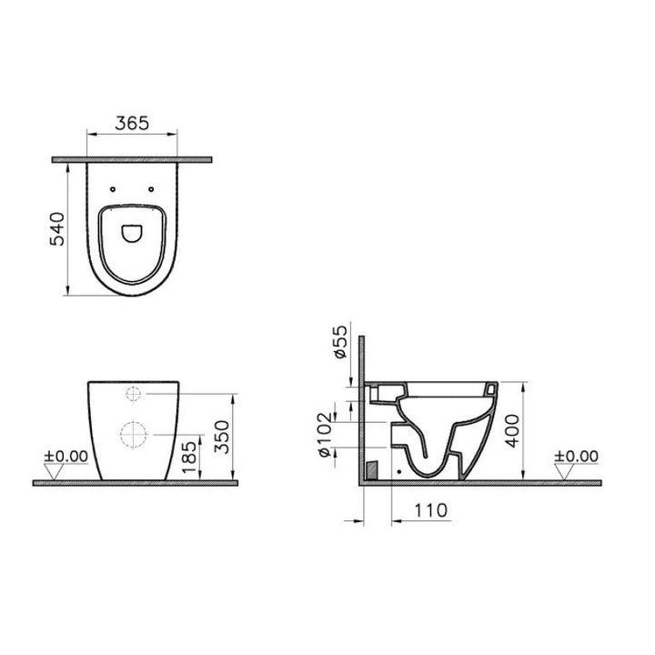 VitrA Sento Rimless Back To Wall Toilet & Soft Close Seat