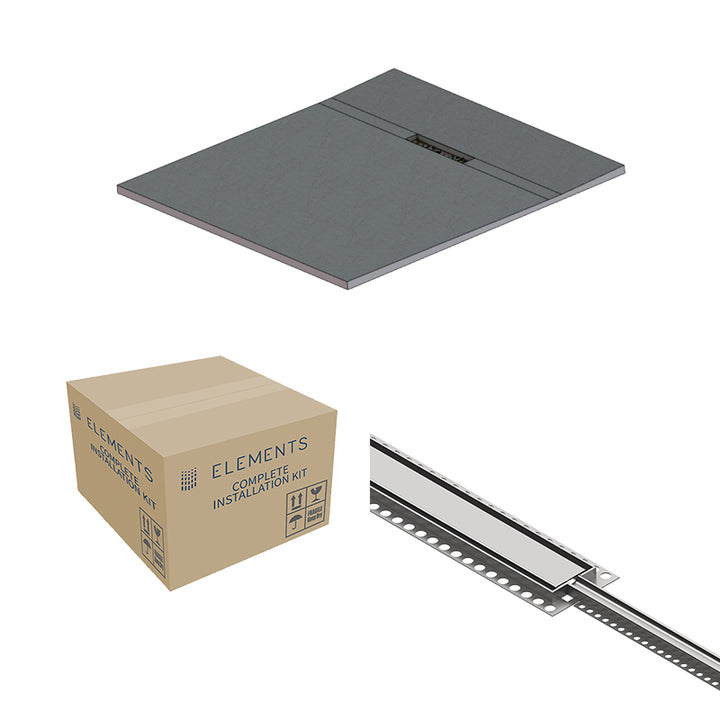 Abacus Elements Linear Uno Wet Room Kit With End Drain Stainless Steel Cover