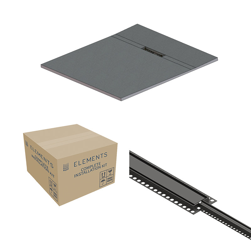 Abacus Elements Linear Uno Wet Room Kit With End Drain Matt Anthracie Cover