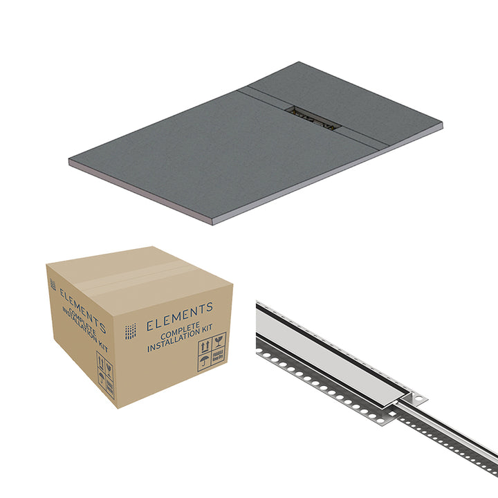 Abacus Elements Linear Uno Wet Room Kit With End Drain Stainless Steel Cover