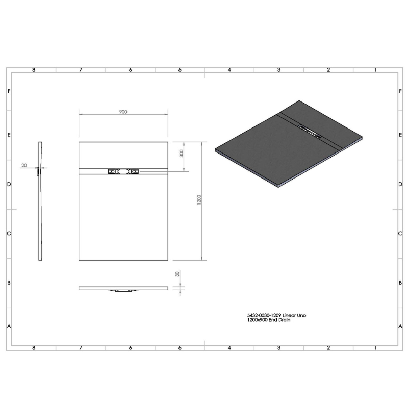 Abacus Elements Linear Uno Wet Room Kit With End Drain Matt Black Cover