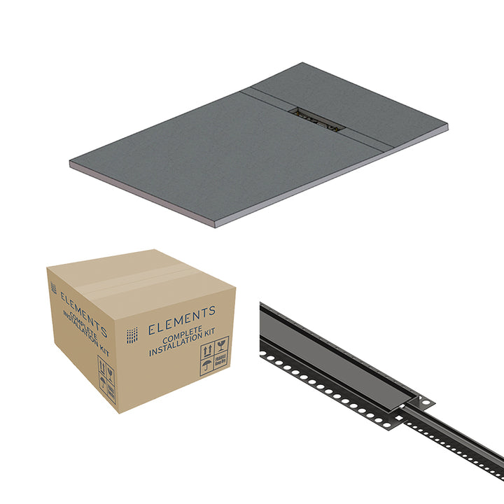 Abacus Elements Linear Uno Wet Room Kit With End Drain Matt Anthracie Cover
