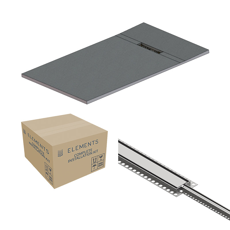 Abacus Elements Linear Uno Wet Room Kit With End Drain Stainless Steel Cover