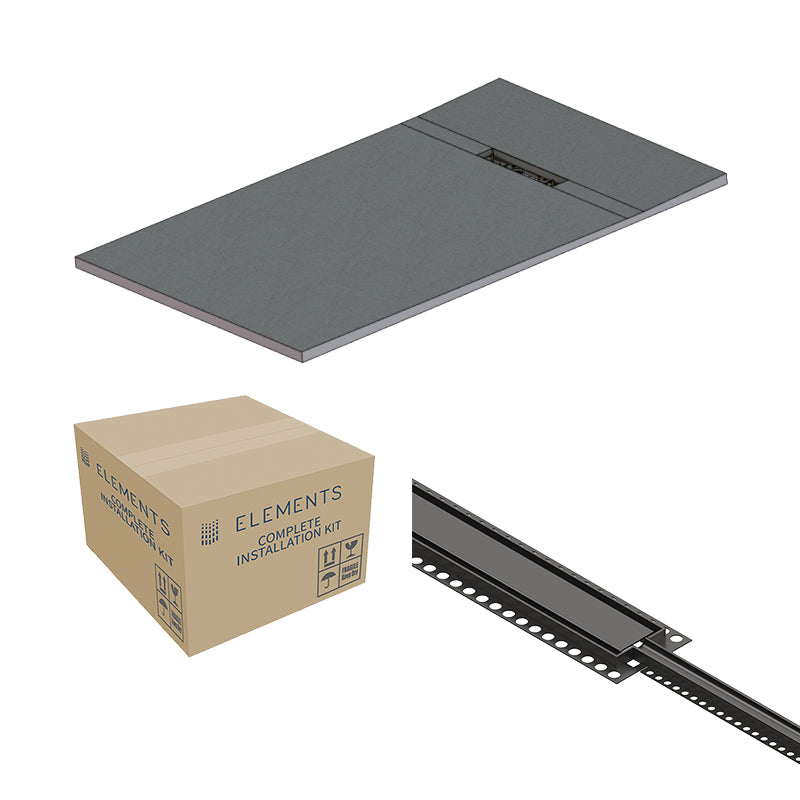 Abacus Elements Linear Uno Wet Room Kit With End Drain Matt Anthracie Cover