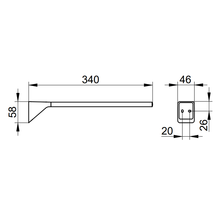 Keuco Aveno 340mm Matt Black Single Towel Rail