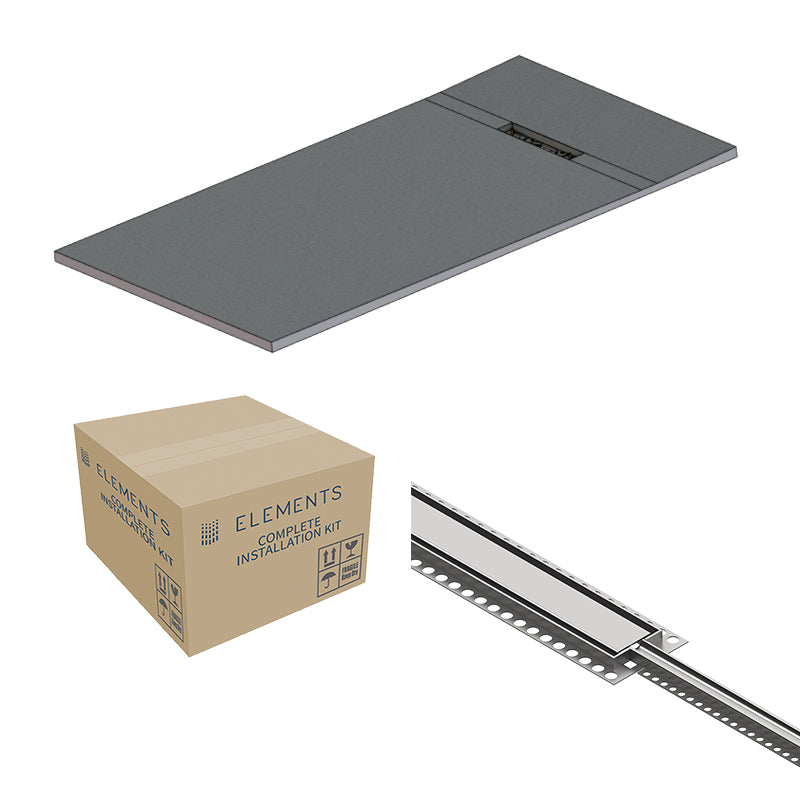 Abacus Elements Linear Uno Wet Room Kit With End Drain Stainless Steel Cover