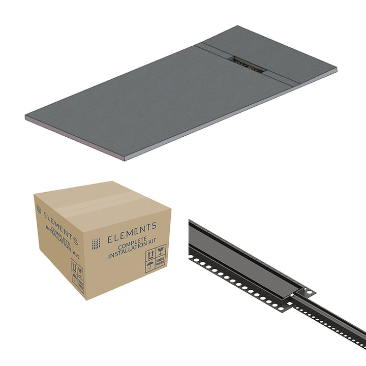 Abacus Elements Linear Uno Wet Room Kit With End Drain Matt Anthracie Cover