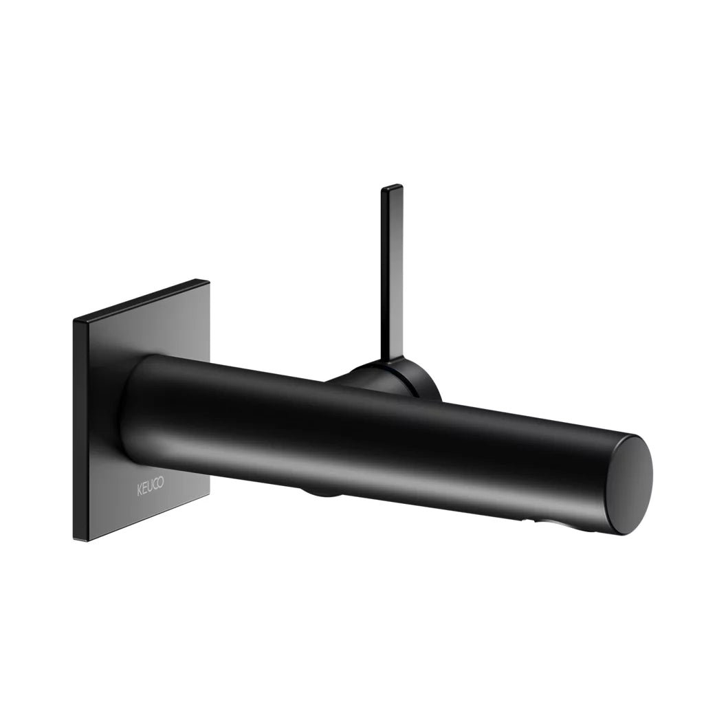 Keuco IXMO Pure Square Wall Mounted Single Lever Basin Mixer In Matt Black