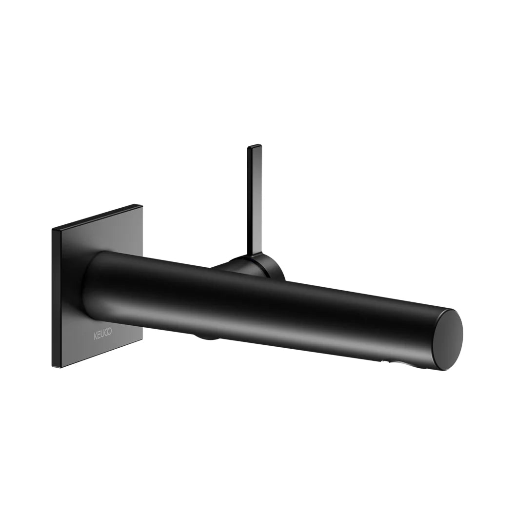 Keuco IXMO Pure Square Wall Mounted Single Lever Basin Mixer In Matt Black