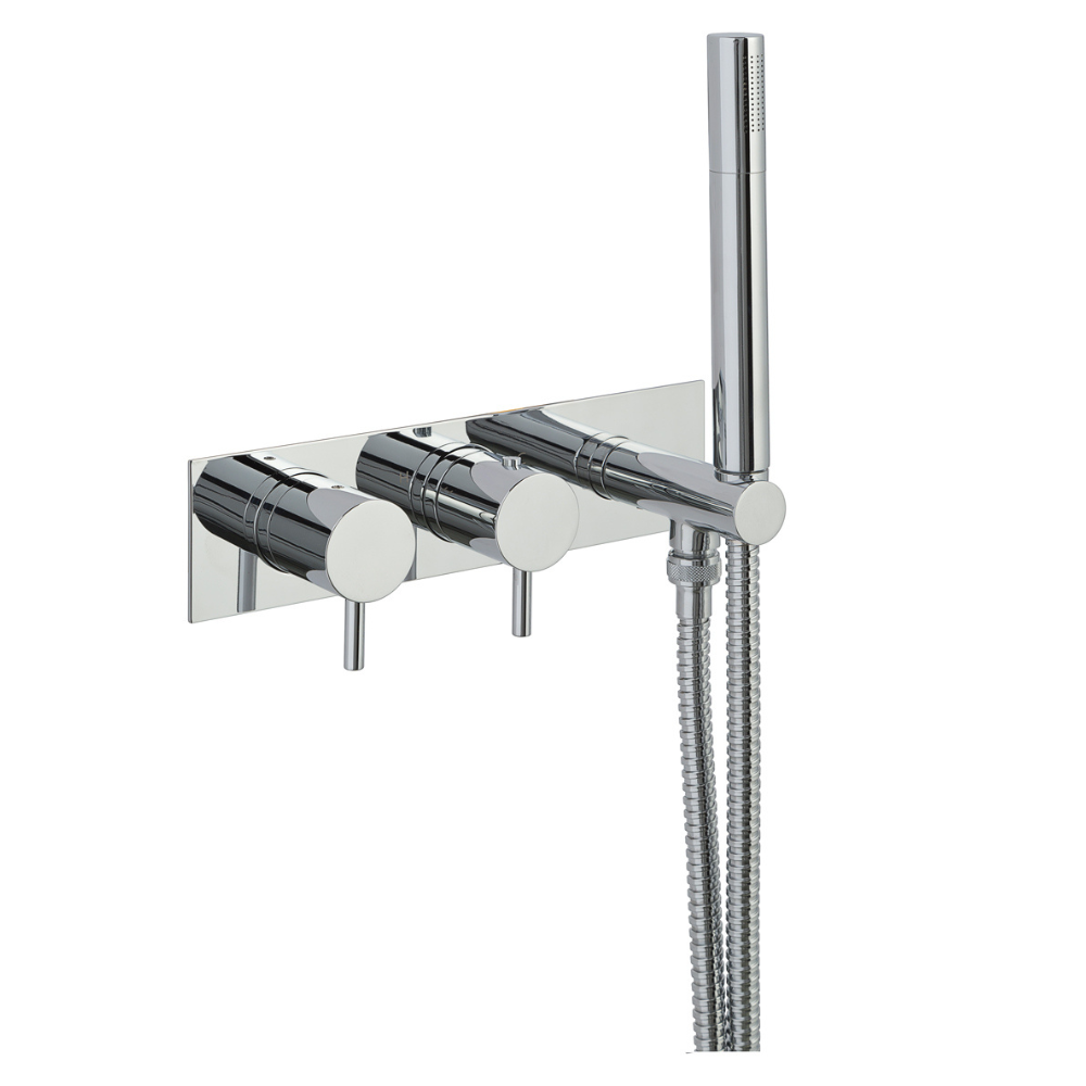 JTP Florence 2 Outlet 2 Handle Thermostatic Shower Valve with Handset In Chrome