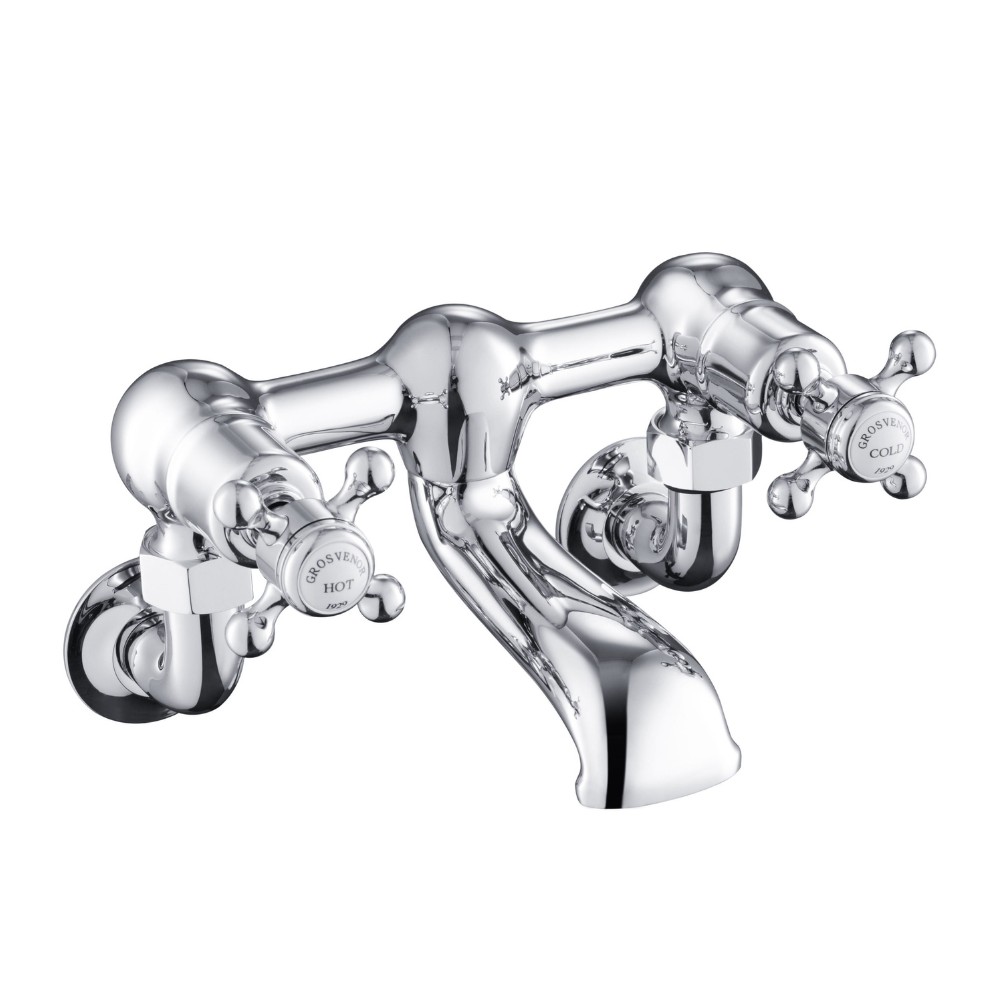 JTP Grosvenor Cross Wall Mounted Bath Filler In Chrome