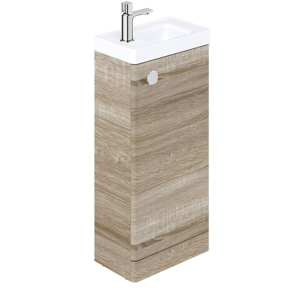 Vado Cameo 400mm Natural Oak Floor Mounted Cloakroom Vanity Unit & Basin