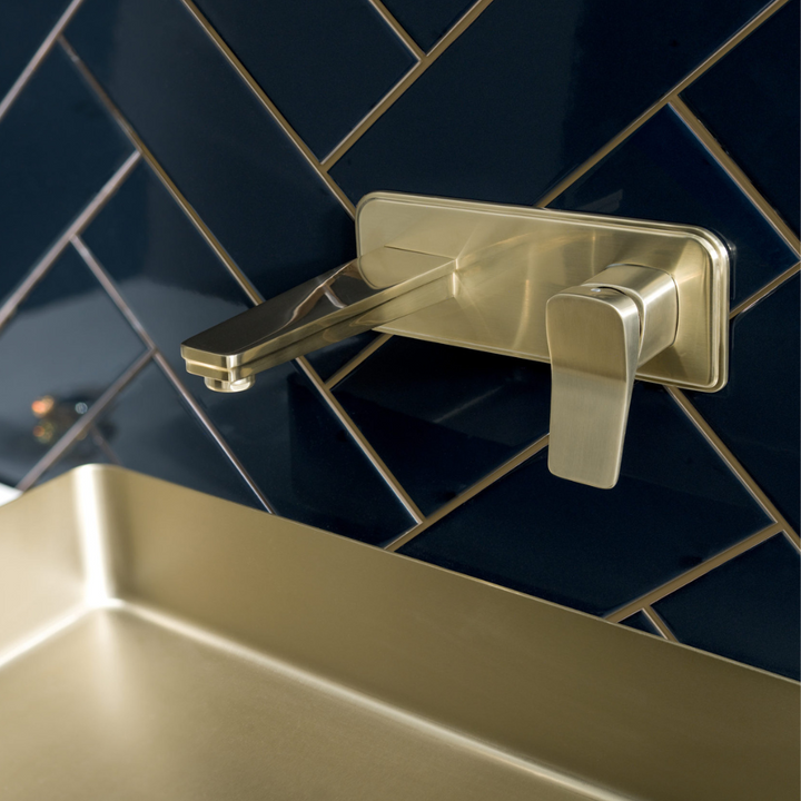 JTP HIX Brushed Brass Single Lever Wall Mounted Basin Mixer