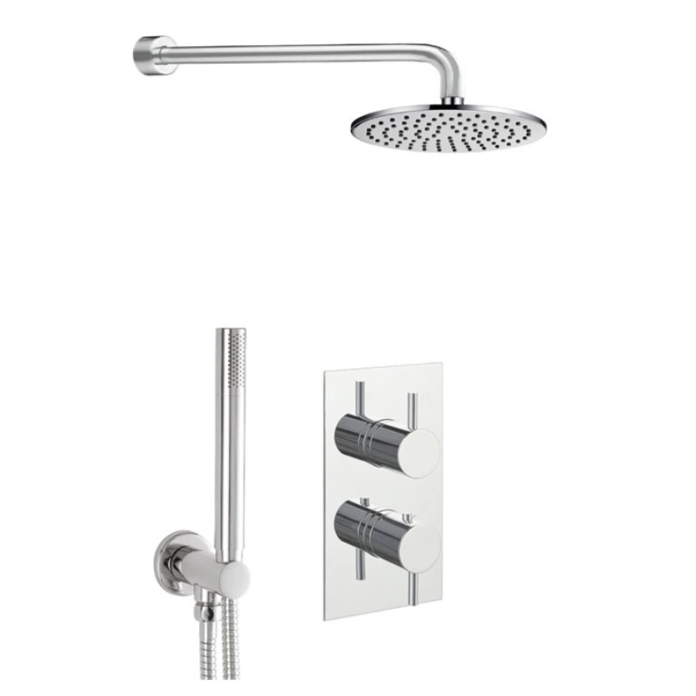 JTP Florence Thermostatic Concealed Shower Valve With Head, Arm & Handset In Chrome