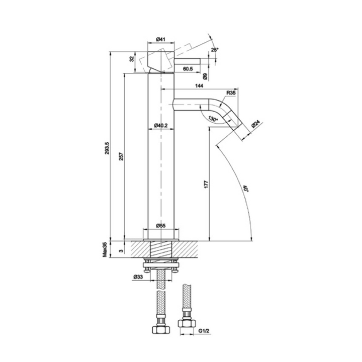 JTP Florence Single Lever Tall Basin Mixer In Chrome