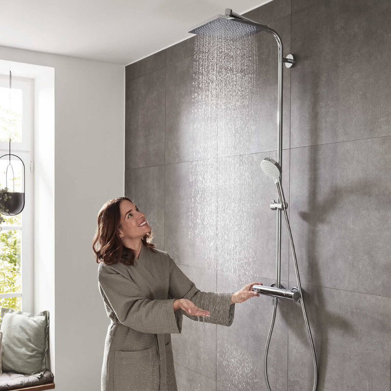 Showerpipe Hansgrohe Crometta E 240 1 Jet Showerpipe In Chrome – Bathrooms Direct ...