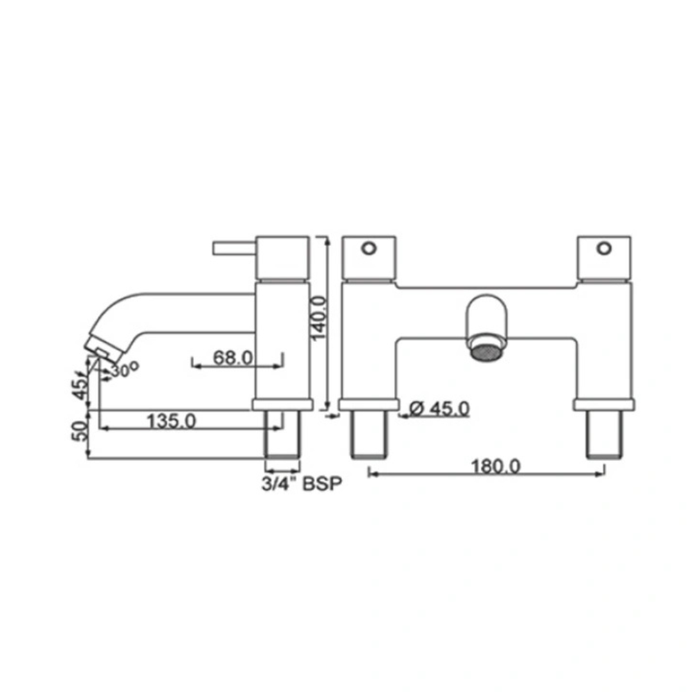 JTP Florence Deck Mounted Bath Filler In Chrome