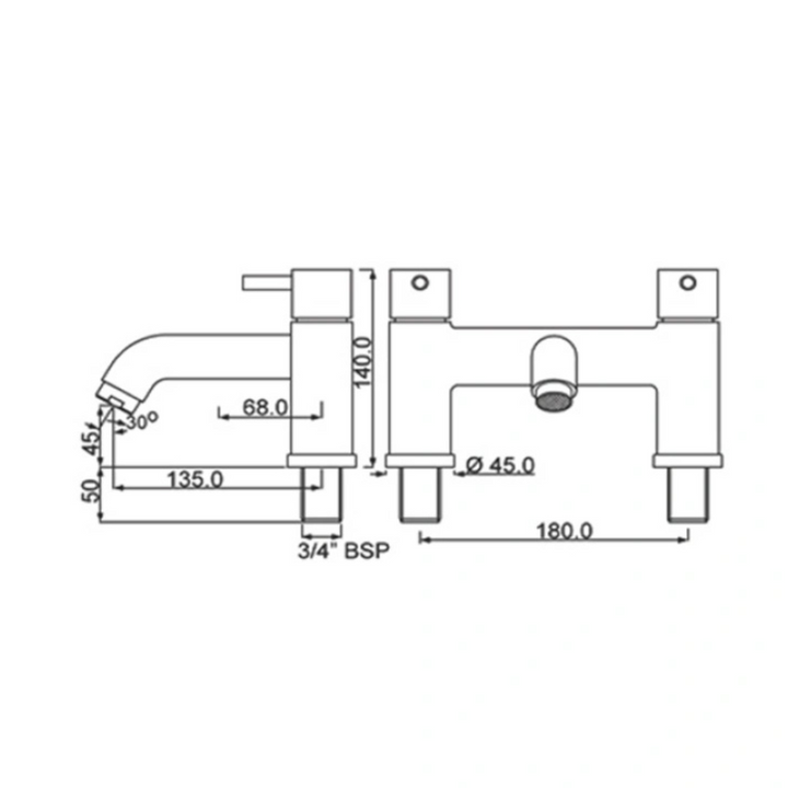 JTP Florence Deck Mounted Bath Filler In Chrome