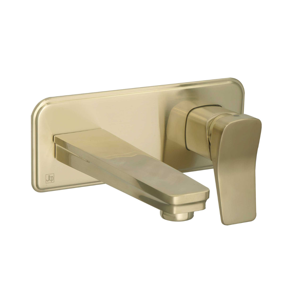 JTP HIX Brushed Brass Single Lever Wall Mounted Basin Mixer