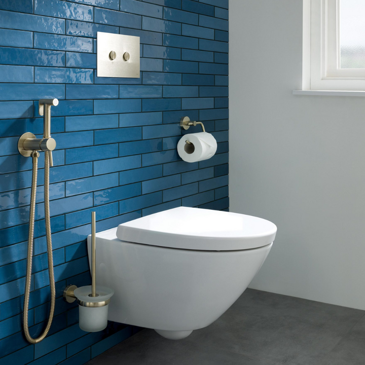 JTP Vos Toilet Brush Holder In Brushed Brass