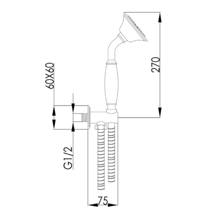 JTP Grosvenor Cross Shower Handset, Holder & Hose In Chrome