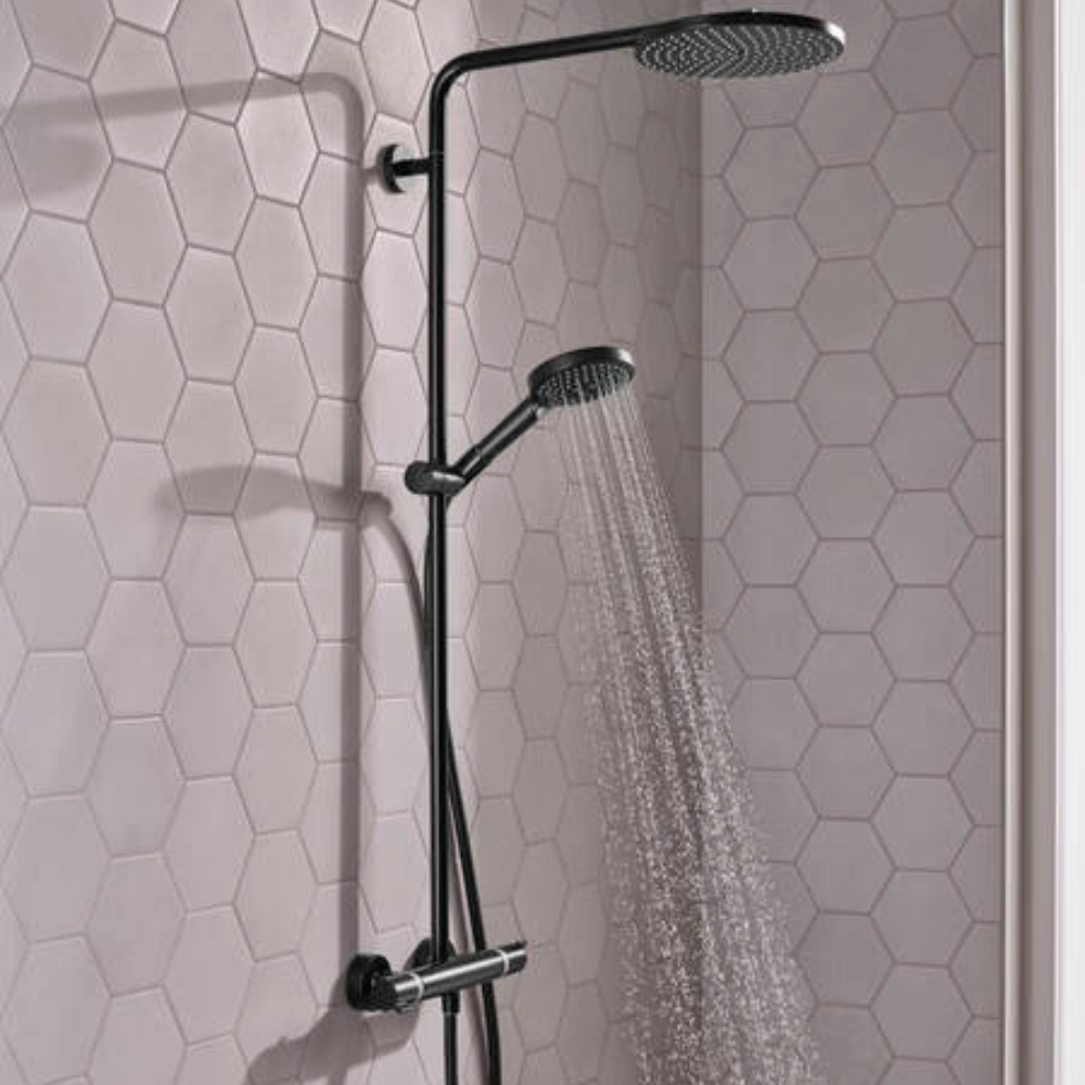 Hansgrohe Raindance Select S Showerpipe 240 1Jet with PowderRain In Matt Black