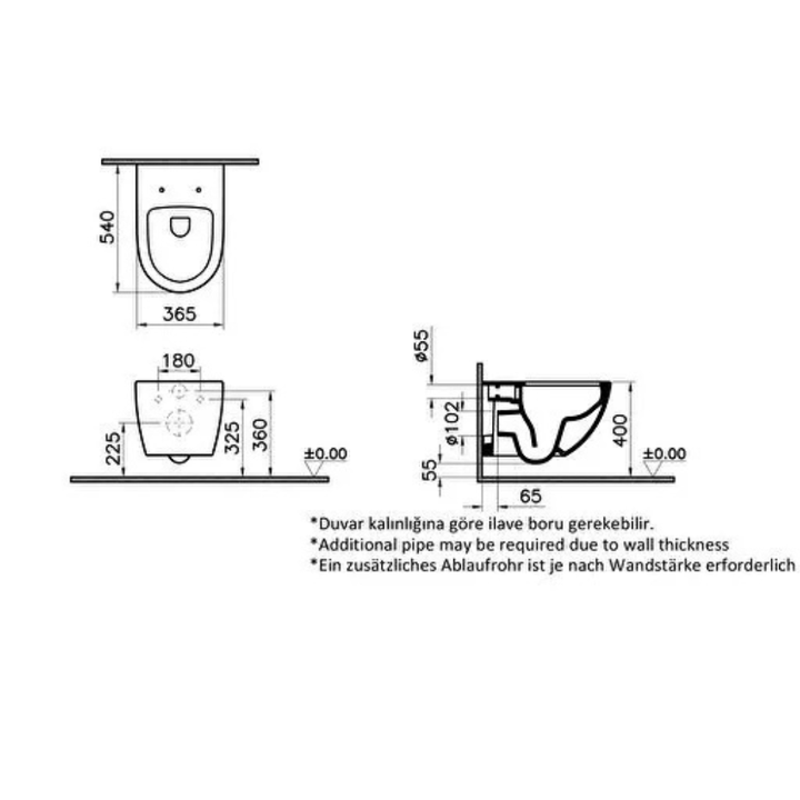 VitrA Sento Rimless Wall Hung Toilet & Seat