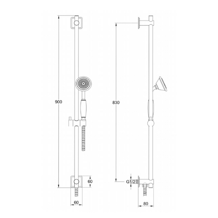 JTP Grosvenor Cross Slide Rail Kit With Handset & Hose In Chrome
