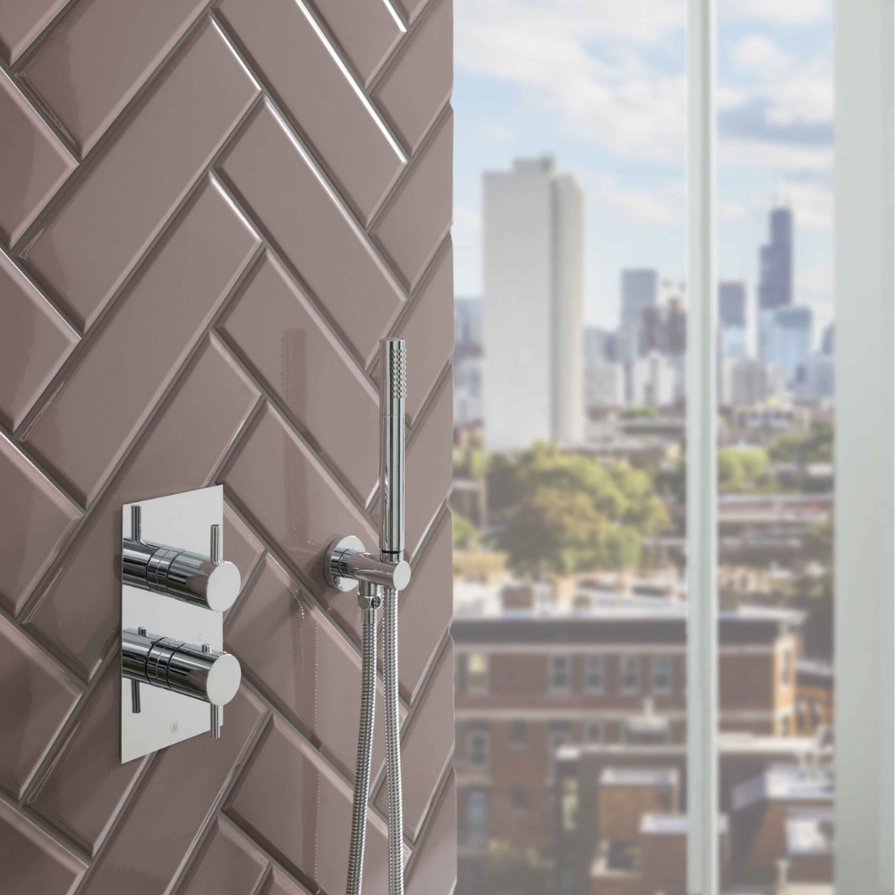 JTP Florence Thermostatic Concealed 2 Outlet Shower Valve In Chrome