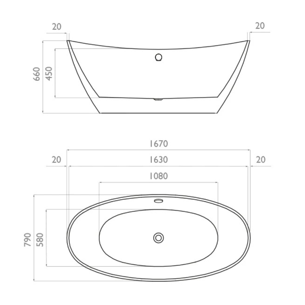 Waters Infinity Spa 1670mm Freestanding Bath