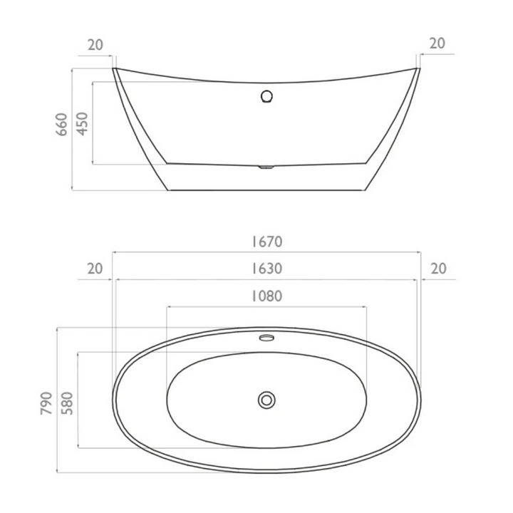 Waters Infinity Spa 1670mm Freestanding Bath