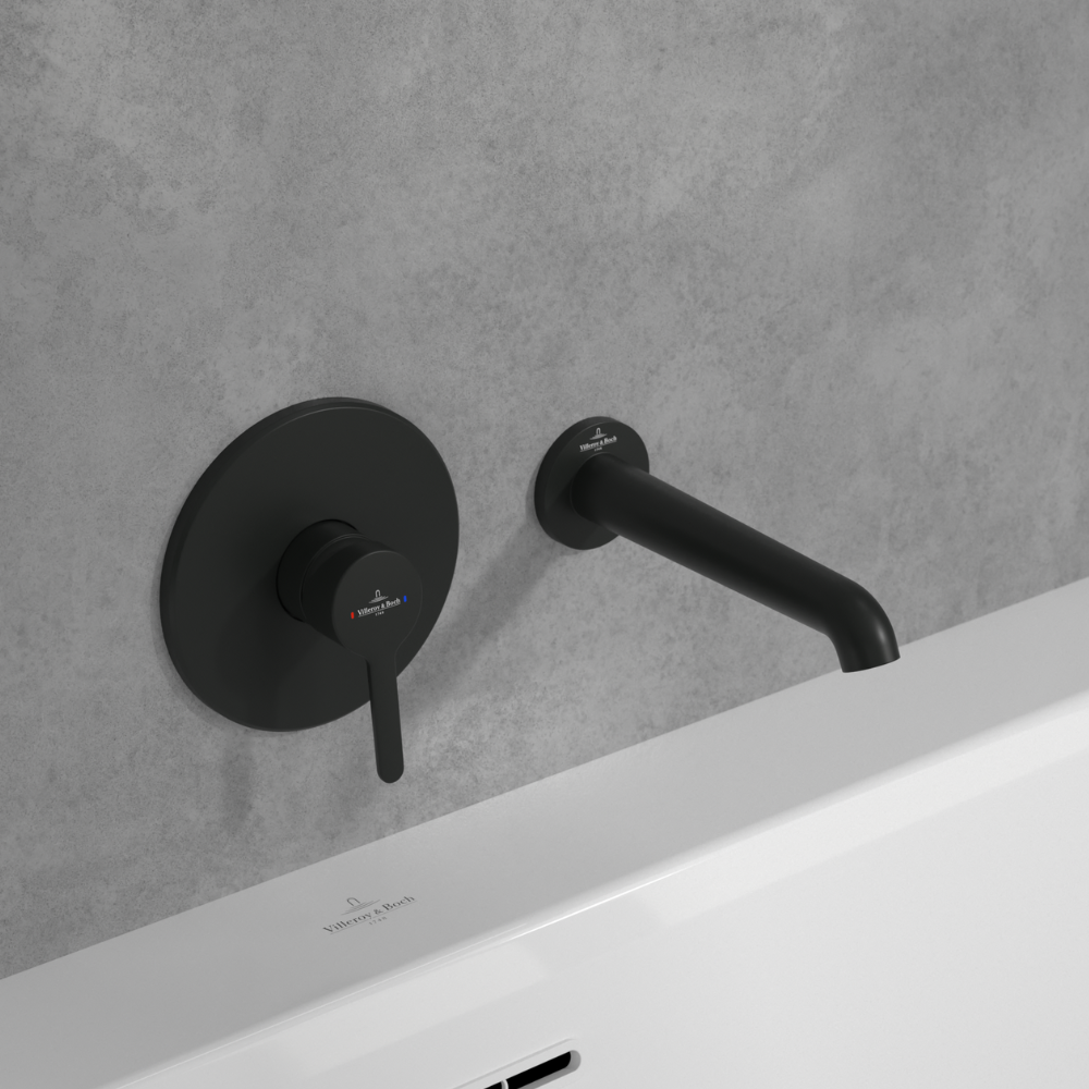 Villeroy & Boch Skyla Wall Mounted Bath Spout In Matt Black