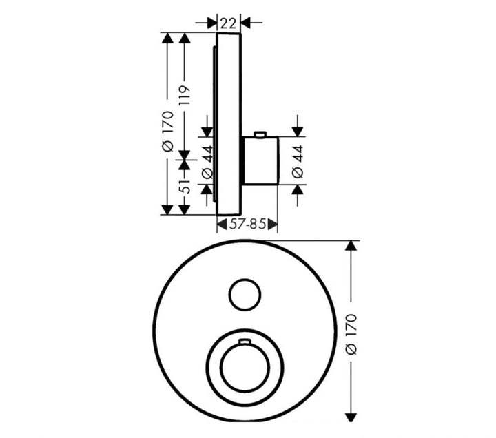 AXOR ShowerSelect Round Thermostatic Mixer 1 Outlet