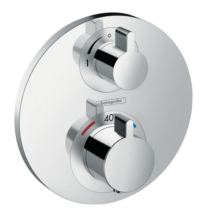 Hansgrohe Round Ecostat Valve with Raindance 240 Overhead Shower and Baton Hand Shower