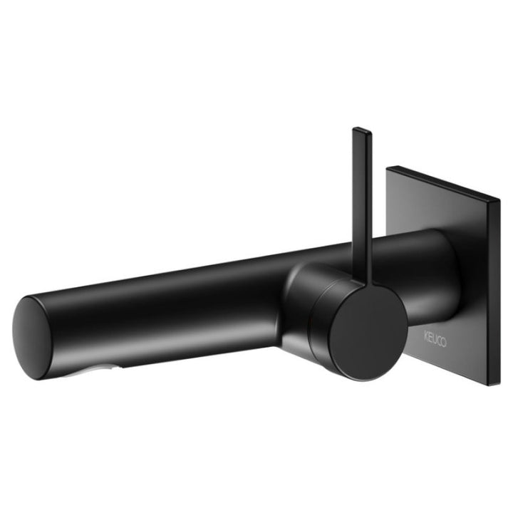Keuco IXMO Pure Square Wall Mounted Single Lever Basin Mixer In Matt Black