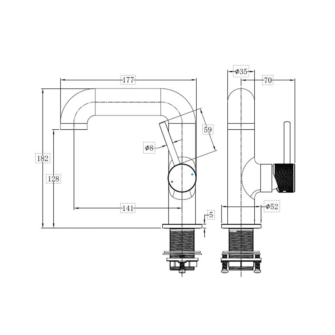 Abacus ISO Pro Side Lever Mono Basin Mixer Matt Black