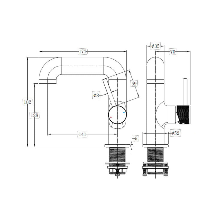 Abacus ISO Pro Side Lever Mono Basin Mixer Matt Black