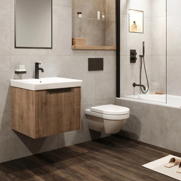 Abacus Concept Linear Halifax Oak 600mm Basin & Vanity Unit