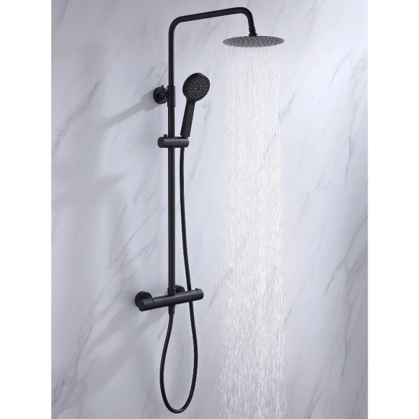 Abacus Emotion Thermostatic Exposed Slide Rail Shower Valve Kit Matt Black
