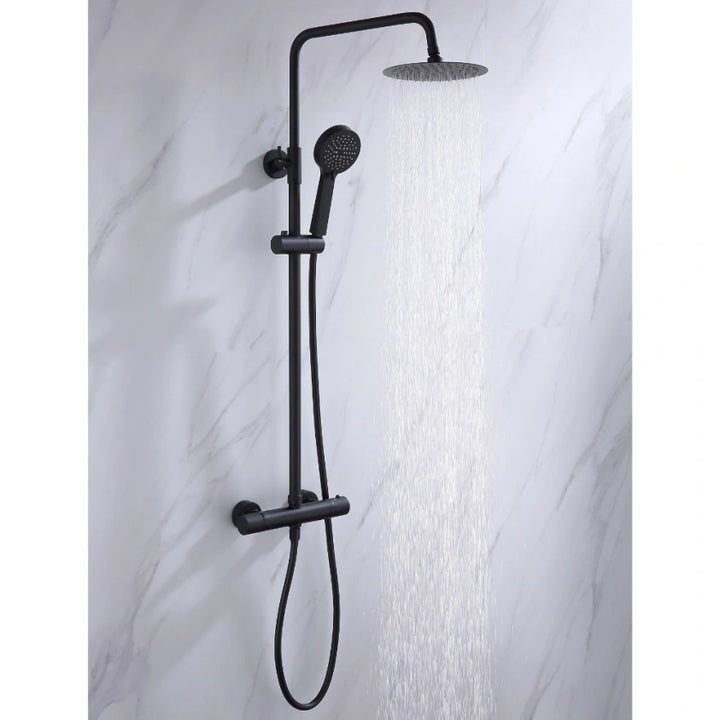 Abacus Emotion Thermostatic Exposed Slide Rail Shower Valve Kit Matt Black