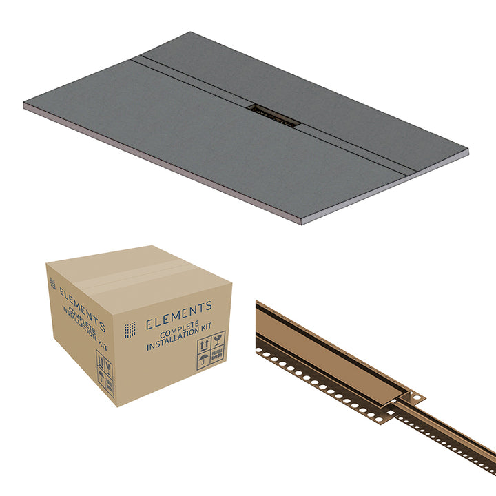 Abacus Elements Linear Uno Wet Room Kit With Offset Drain Brushed Bronze Cover