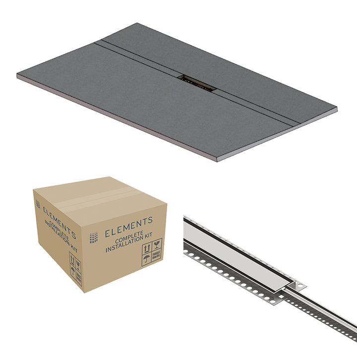 Abacus Elements Linear Uno Wet Room Kit With Offset Drain Stainless Steel Cover