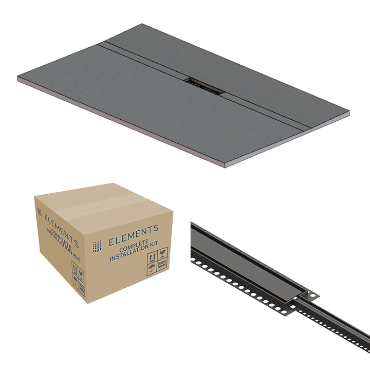Abacus Elements Linear Uno Wet Room Kit With Offset Drain Matt Anthracite Cover