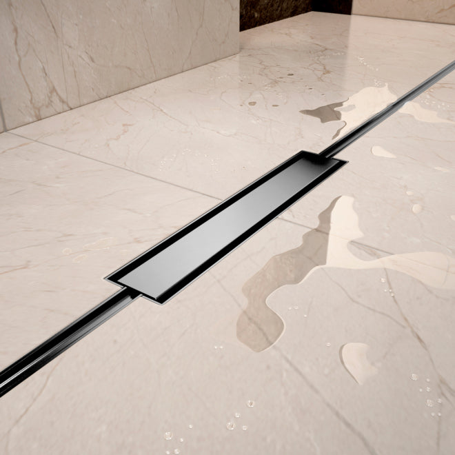 Abacus Elements Linear Uno Wet Room Kit With Offset Drain Matt Anthracite Cover
